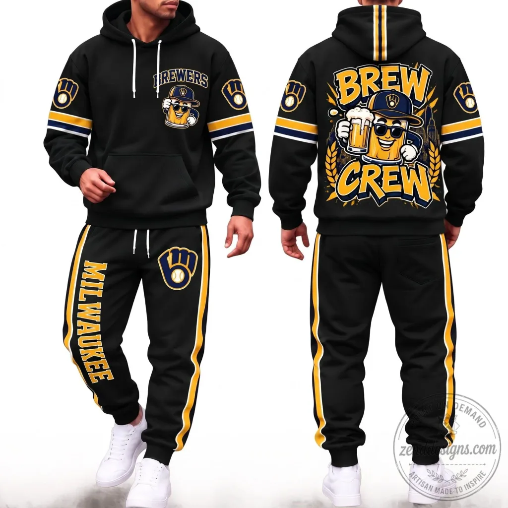 Milwaukee Brewers Brew Crew Baseball Fan Hoodie and Pants Set Milwaukee Brewers Brew Crew Baseball Fan Hoodie and Pants Set