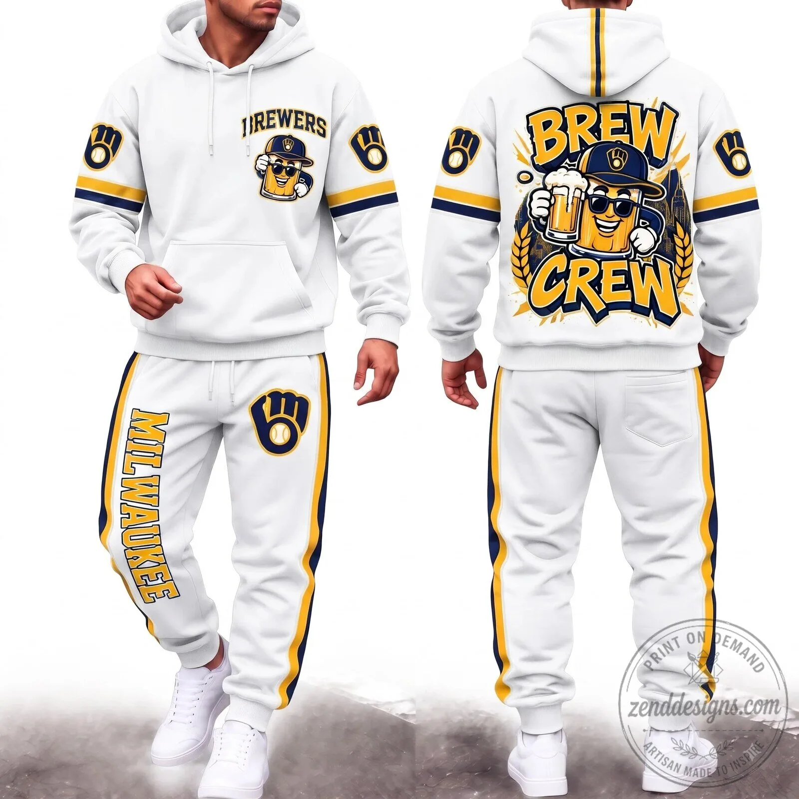 Milwaukee Brewers Brew Crew Baseball Fan Hoodie and Pants Set 7 Milwaukee Brewers Brew Crew Baseball Fan Hoodie and Pants Set