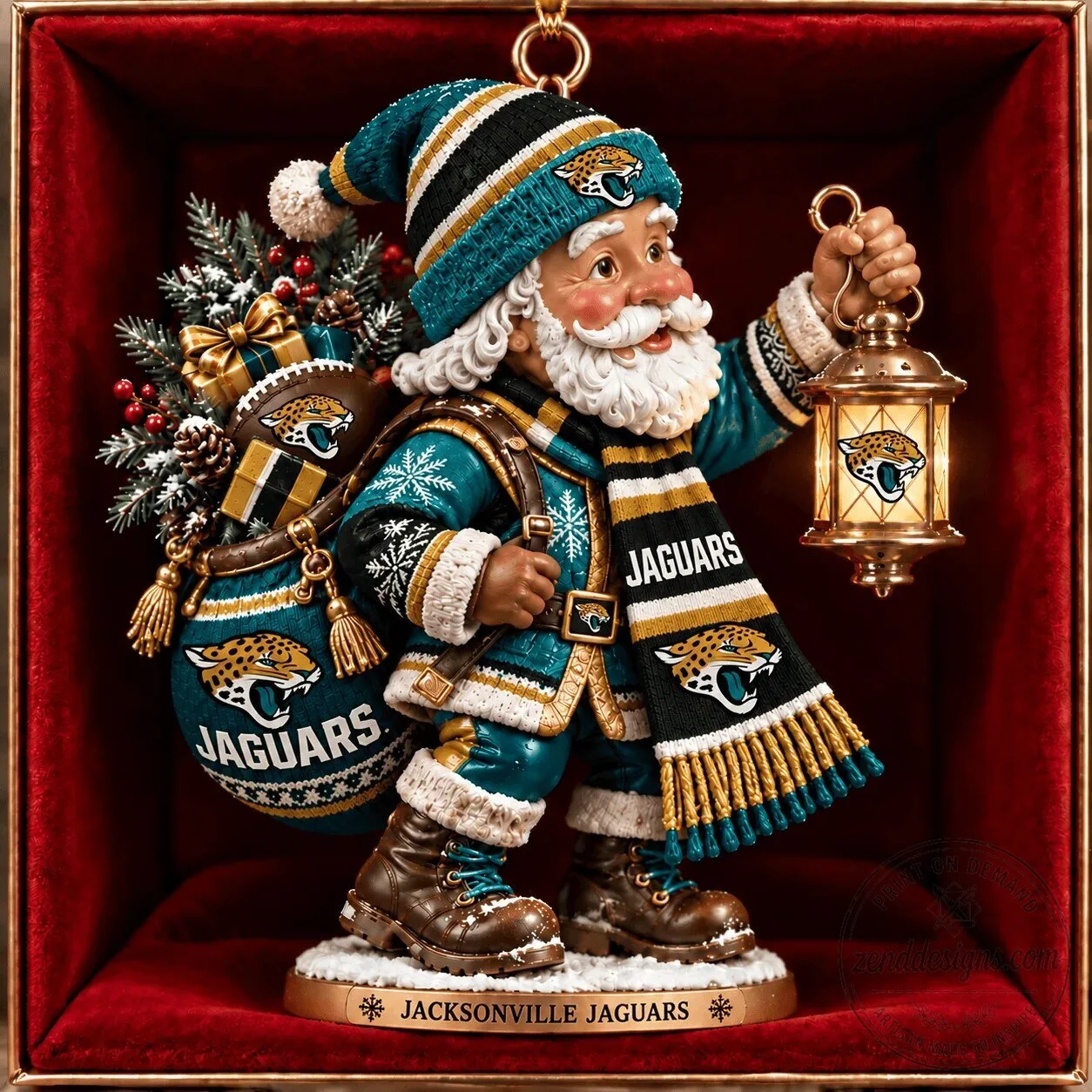 Jacksonville Jaguars NFL Santa Claus Christmas Tree Ornament