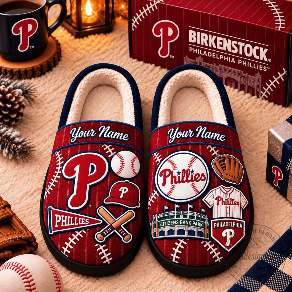 Philadelphia Phillies MLB Personalized Baseball Game Day Slippers Philadelphia Phillies MLB Personalized Baseball Game Day Slippers