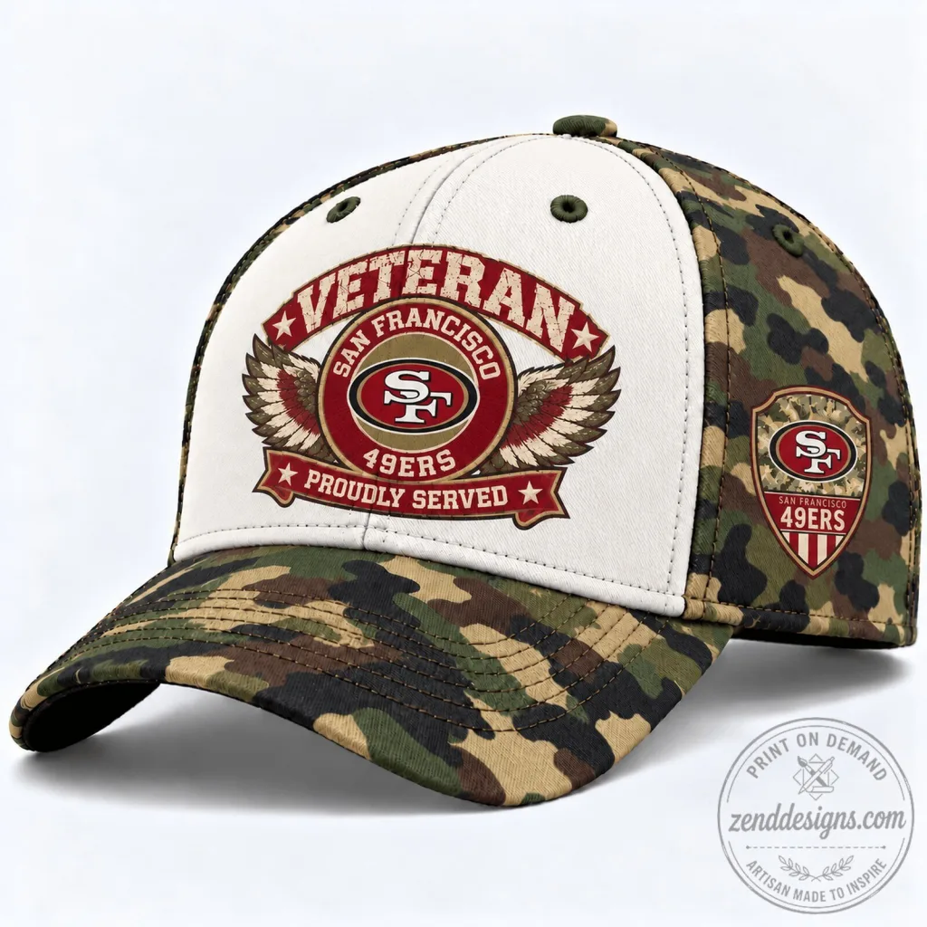 San Francisco 49ers Veteran Proudly Served Camouflage Baseball Cap Hat San Francisco 49ers Veteran Proudly Served Camouflage Baseball Cap Hat