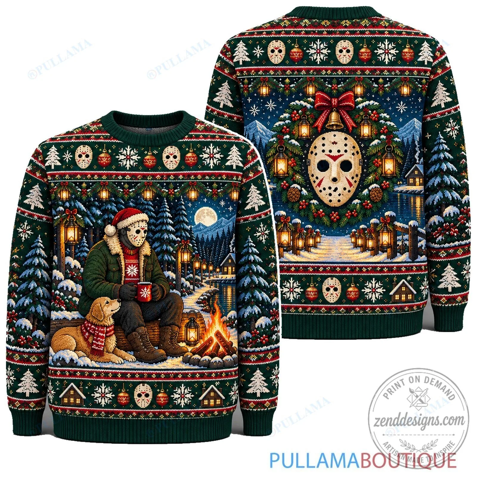 Jason Voorhees Holiday Lantern Ugly Christmas Sweater
