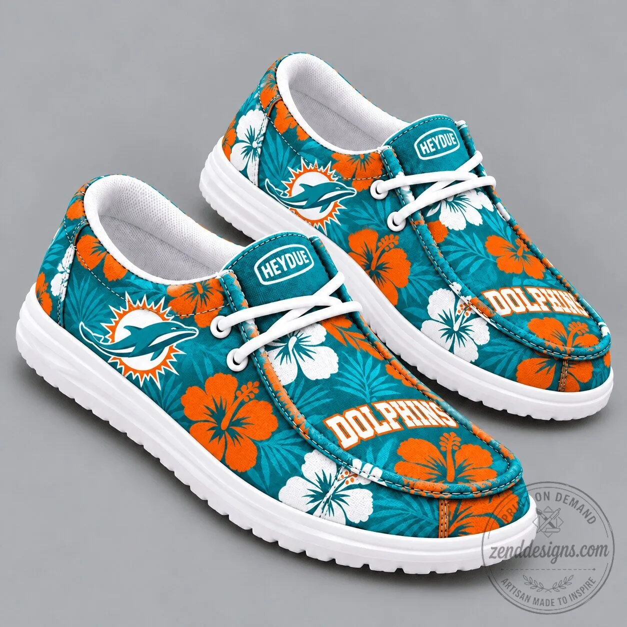 Miami Dolphins Tropical Hibiscus Floral Print Casual Loafers Shoes 1 Miami Dolphins Tropical Hibiscus Floral Print Casual Loafers Shoes