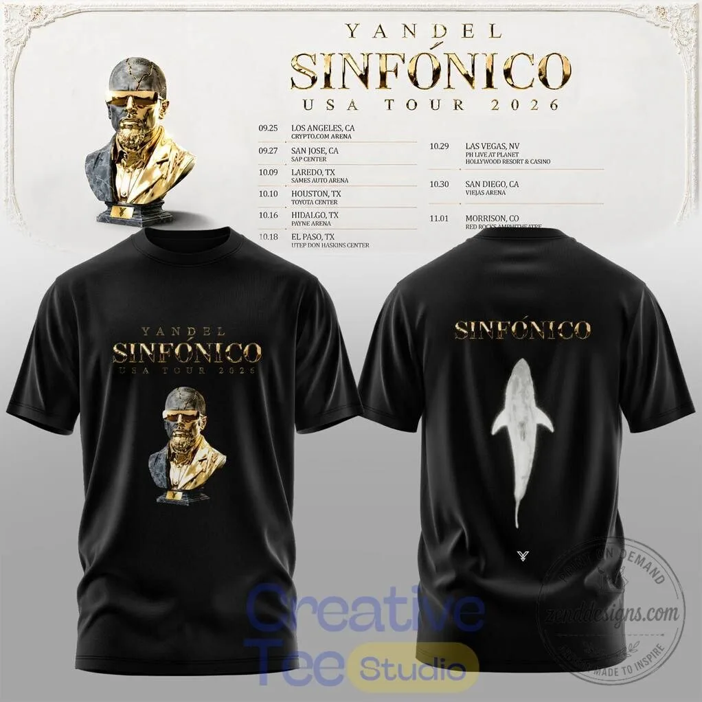Yandel Sinfónico USA Tour 2026 Concert Dates White T-Shirt 4 Yandel Sinfónico USA Tour 2026 Concert Dates White T-Shirt