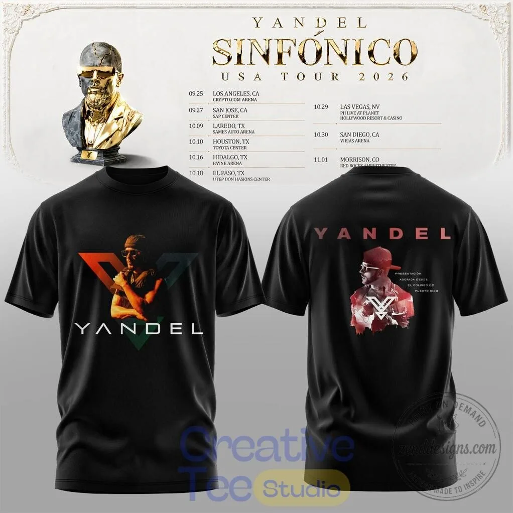 Yandel Sinfónico USA Tour 2026 Concert Dates White T-Shirt 5 Yandel Sinfónico USA Tour 2026 Concert Dates White T-Shirt