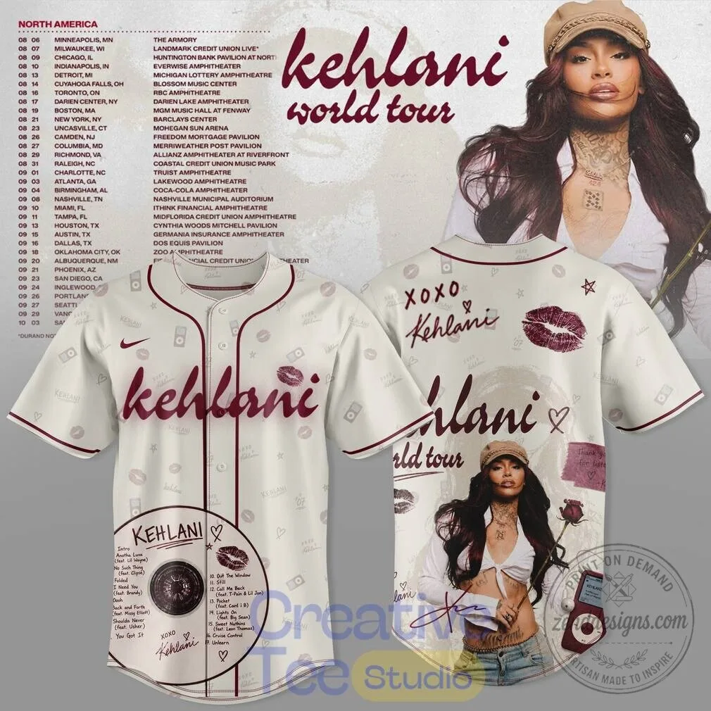 Kehlani Midnight Memories World Tour Baseball Jersey 1 Kehlani Midnight Memories World Tour Baseball Jersey
