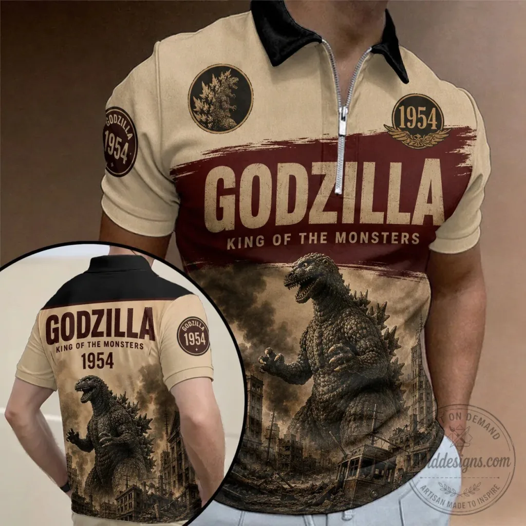 Godzilla King of the Monsters 1954 Movie Polo Shirt Godzilla King of the Monsters 1954 Movie Polo Shirt