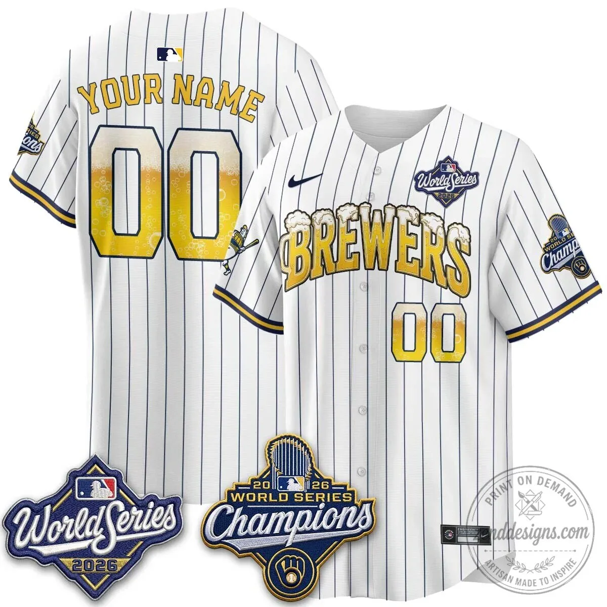 Milwaukee Brewers Baseball Jersey with Beer Bubbles - World Series Champions Edition 6 Milwaukee Brewers Baseball Jersey with Beer Bubbles - World Series Champions Edition
