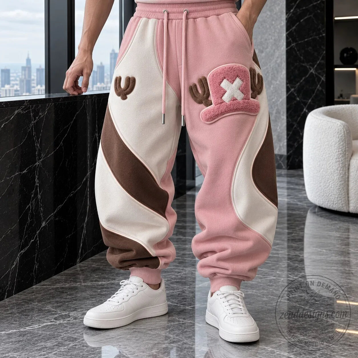 Tony Tony Chopper One Piece Anime Embroidered Sweatpants 1 Tony Tony Chopper One Piece Anime Embroidered Sweatpants