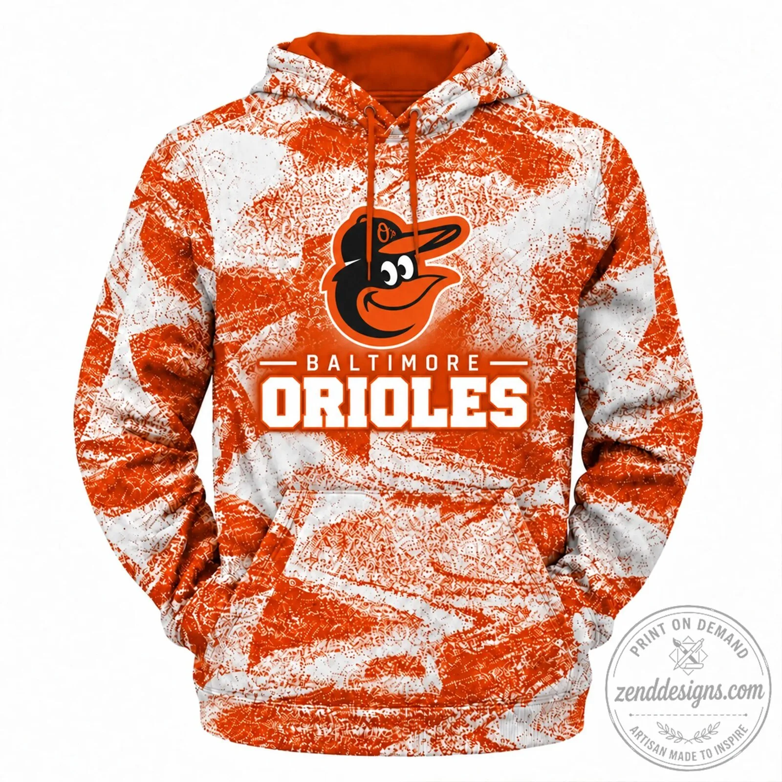 Baltimore Orioles MLB True Fan Orange White Distressed Hoodie