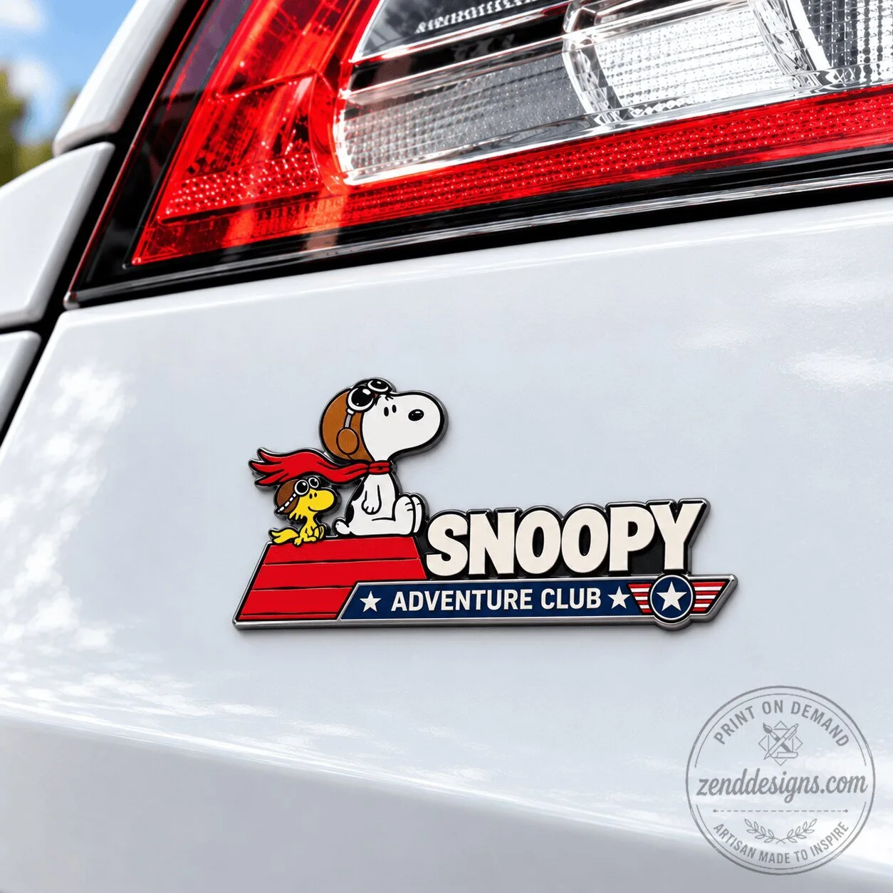 Snoopy and Woodstock Adventure Club Car Emblem Badge