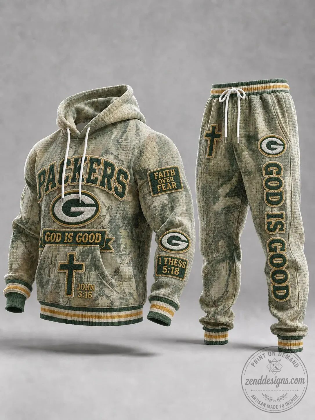 Green Bay Packers Camouflage Faith Over Fear God Is Good Hoodie
