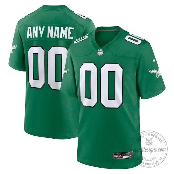 Philadelphia Eagles Custom Kelly Green American Football Jersey