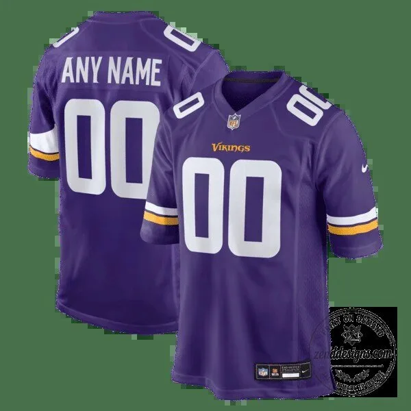 Minnesota Vikings Custom Purple Football Game Jersey 10 Minnesota Vikings Custom Purple Football Game Jersey