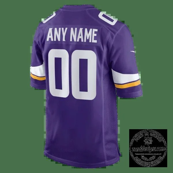 Minnesota Vikings Custom Purple Football Game Jersey 12 Minnesota Vikings Custom Purple Football Game Jersey