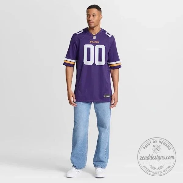Minnesota Vikings Custom Purple Football Game Jersey 16 Minnesota Vikings Custom Purple Football Game Jersey