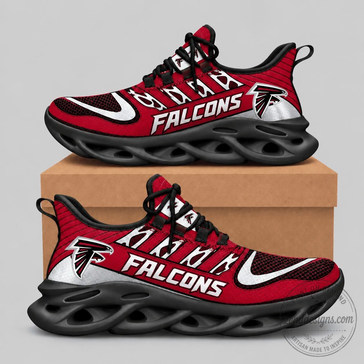 Atlanta Falcons NFL Swoosh Wordmark Wave Sole Sneakers 1 Atlanta Falcons NFL Swoosh Wordmark Wave Sole Sneakers